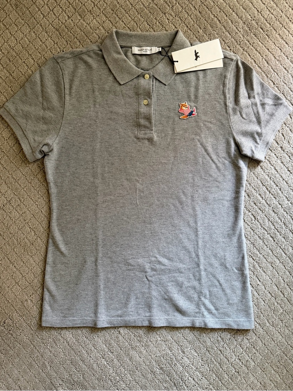 MAISON KITSUNÉ Women's Grey Polo with Fox Patch